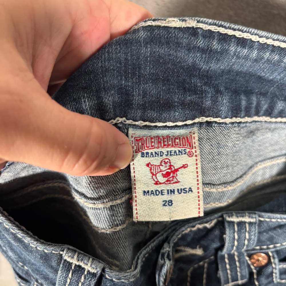 Vintage True Religion Womens Jeans Size 28 Dark Wash USA Rhinestone Embellished - Picture 3 of 16
